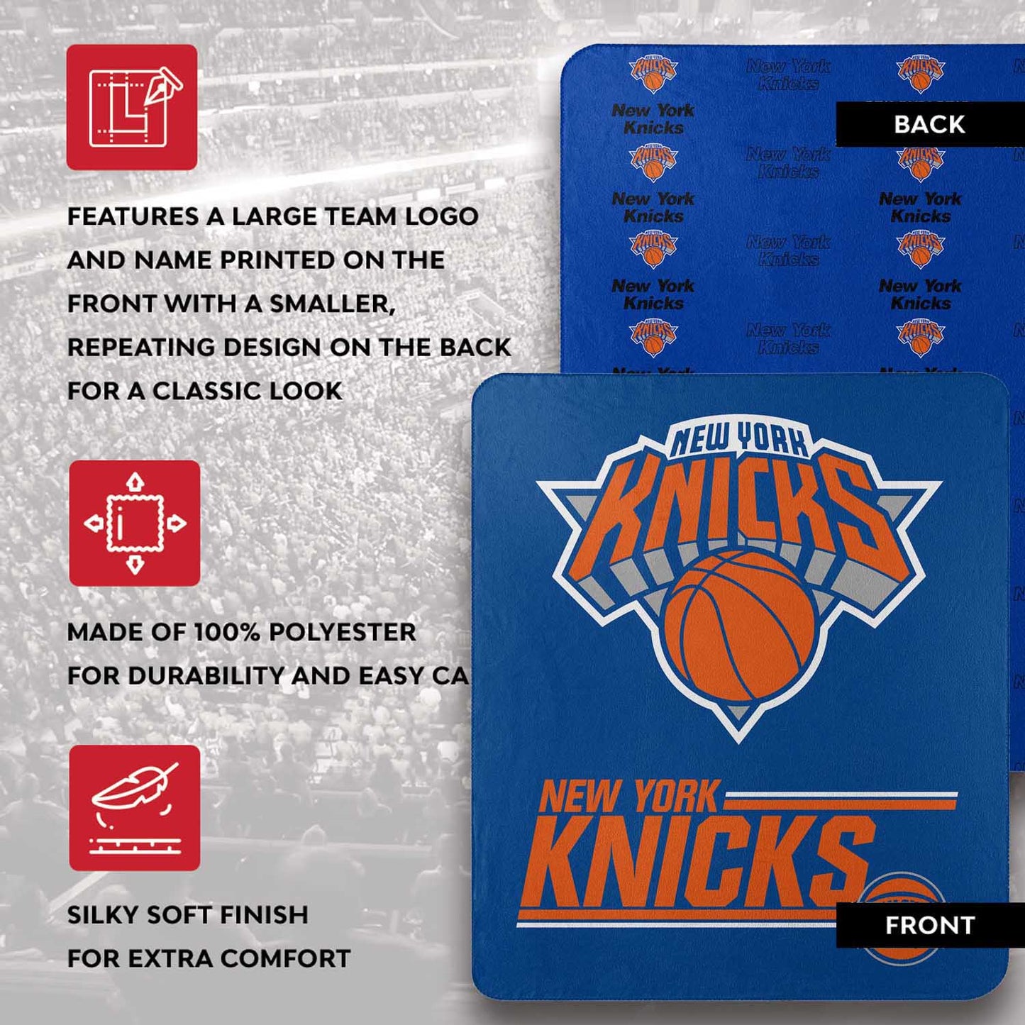 New York Knicks NBA Double Sided Blanket - Royal