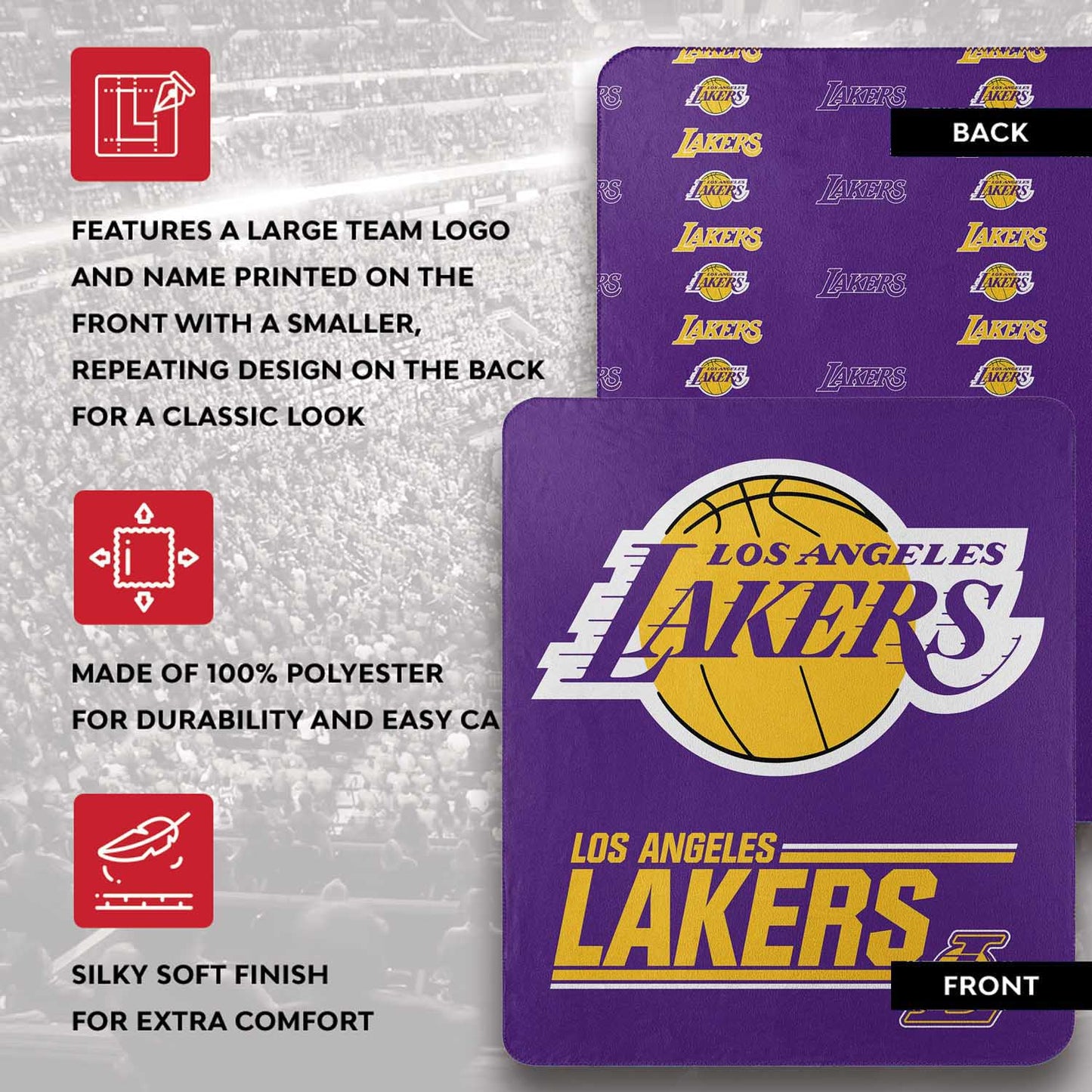 Los Angeles Lakers NBA Double Sided Blanket - Purple