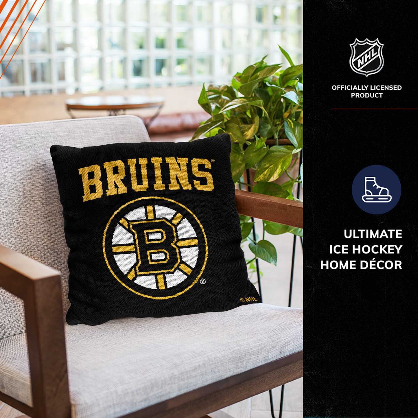 Boston  Bruins NHL Decorative Pillows- Enhance Your Space with Woven Throw Pillows - Black