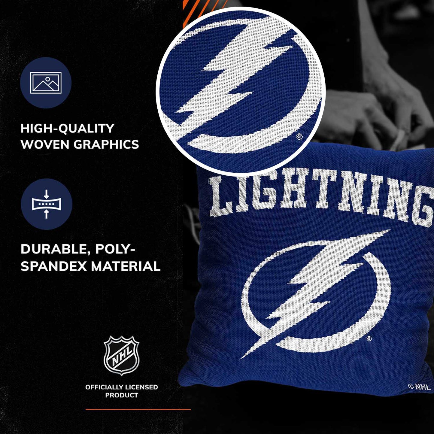 Tampa Bay Lightning NHL Decorative Pillows- Enhance Your Space with Woven Throw Pillows - Blue