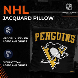 Pittsburgh Penguins NHL Decorative Pillows- Enhance Your Space with Woven Throw Pillows - Black