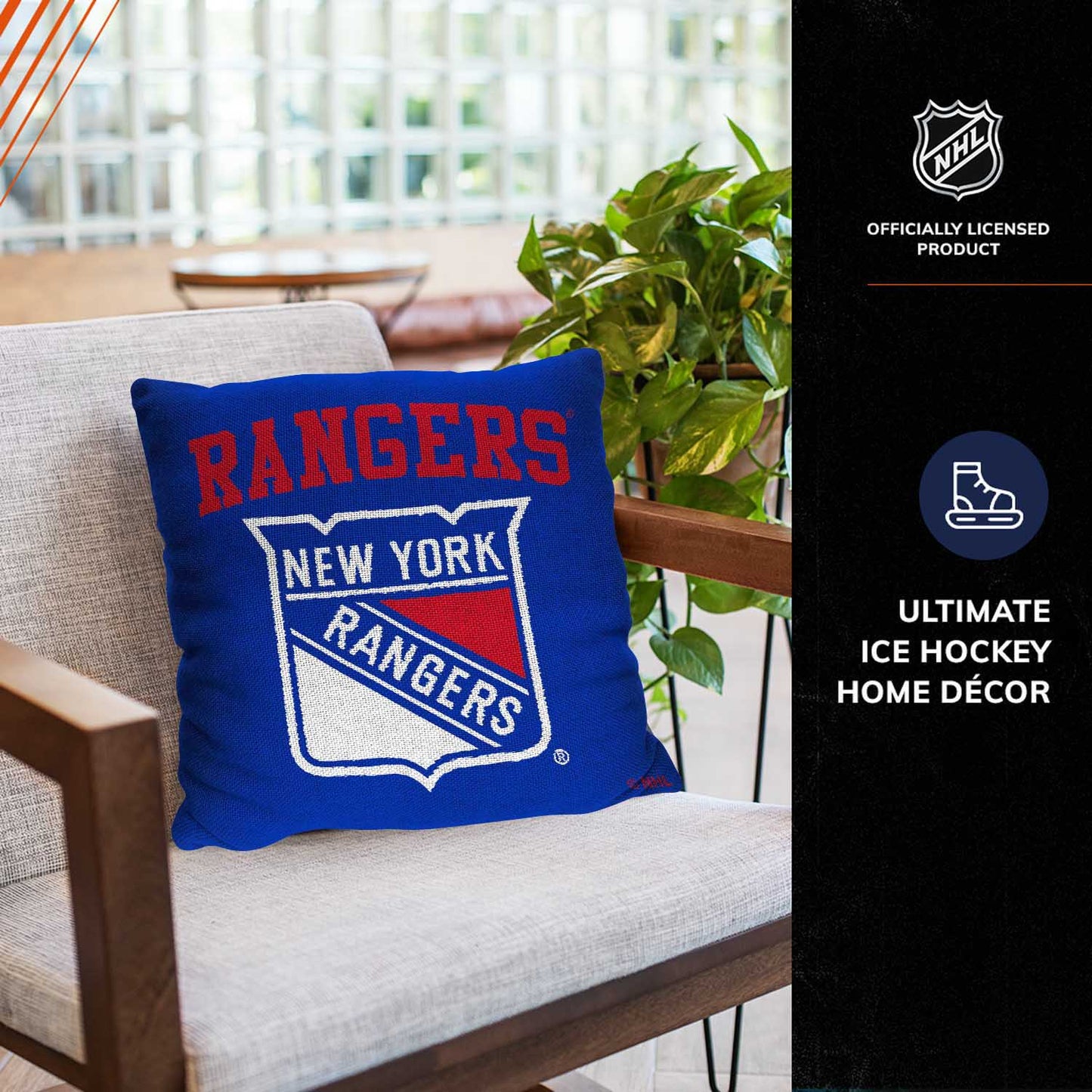 New York Rangers NHL Decorative Pillows- Enhance Your Space with Woven Throw Pillows - Blue