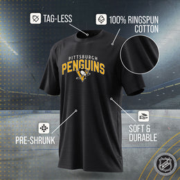 Pittsburgh Penguins NHL Adult Powerplay Heathered Unisex T-Shirt - Black Heather