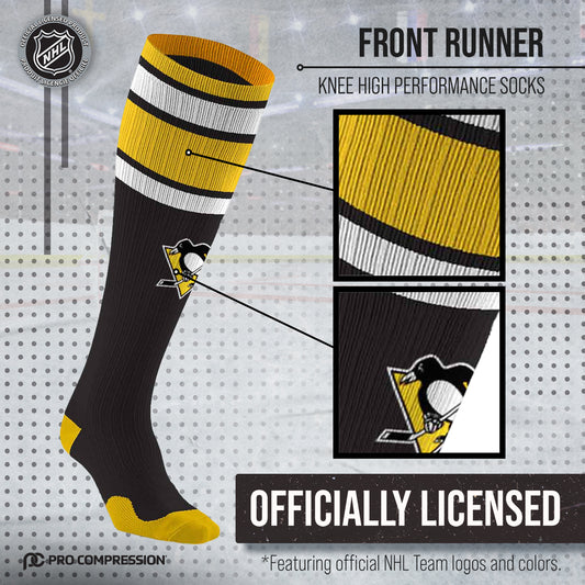 Pittsburgh Penguins NHL Adult Knee High-Performance Socks - Black