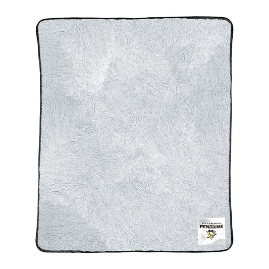 Pittsburgh Penguins NHL Silk Touch Sherpa Throw Blanket - Black