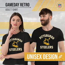 Pittsburgh Steelers NFL Adult Retro Gameday Unisex T-Shirt - Black