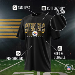 Pittsburgh Steelers NFL Adult Overtime Blueprint Tag-Less T-Shirt - Black