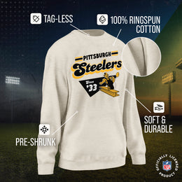 Pittsburgh Steelers NFL Womens Groovy Retro Slouchy Crewneck - Off White
