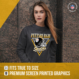 Pittsburgh Steelers NFL Womens Retro Triangle Slouchy Crewneck - Heather Charcoal