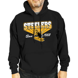 Pittsburgh Steelers NFL Adult Unisex Vintage Block Ultra Soft Fleece Hooded Sweatshirt - Black