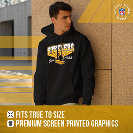 Pittsburgh Steelers NFL Adult Unisex Vintage Block Ultra Soft Fleece Hooded Sweatshirt - Black