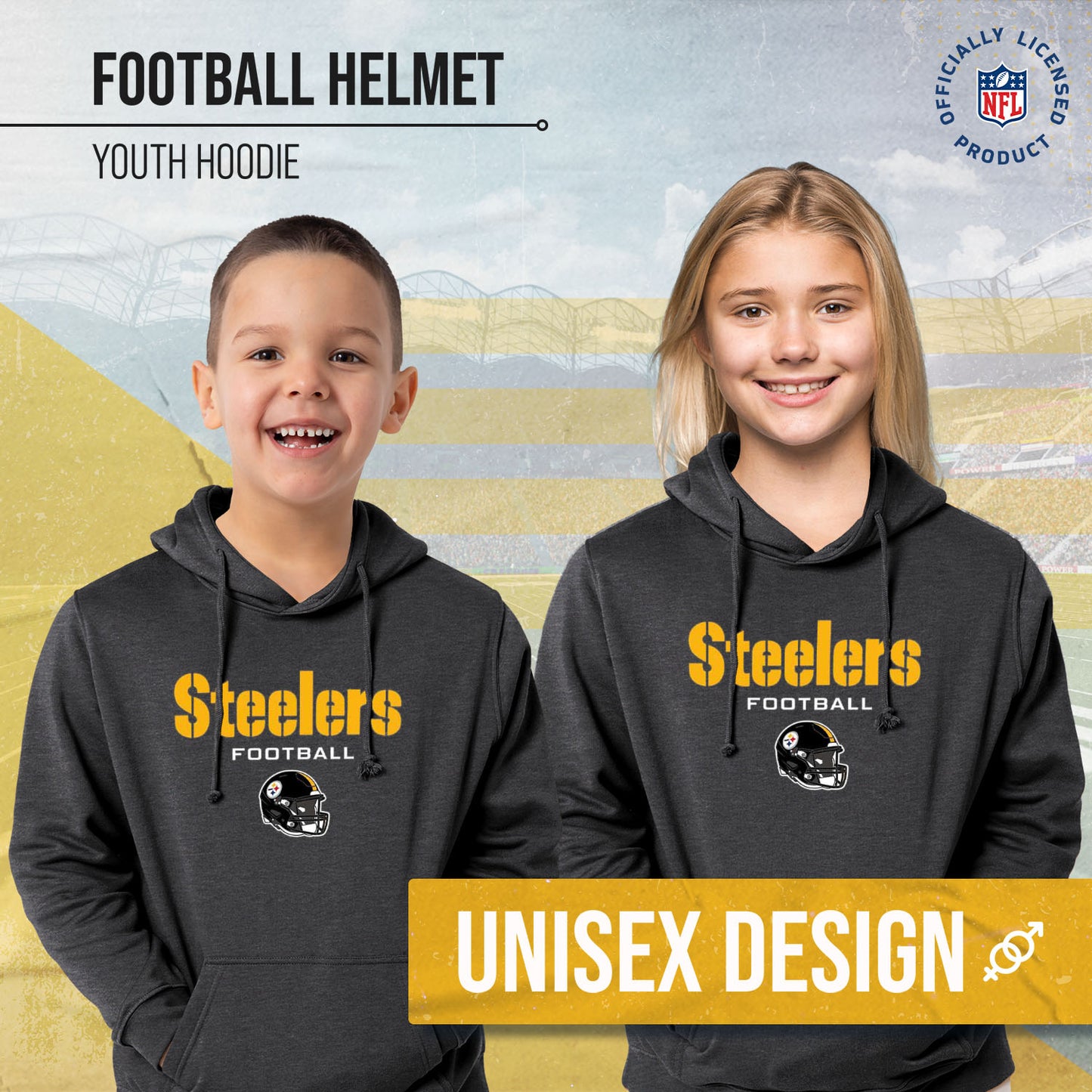 Pittsburgh Steelers NFL Youth Football Helmet Hood - Charcoal