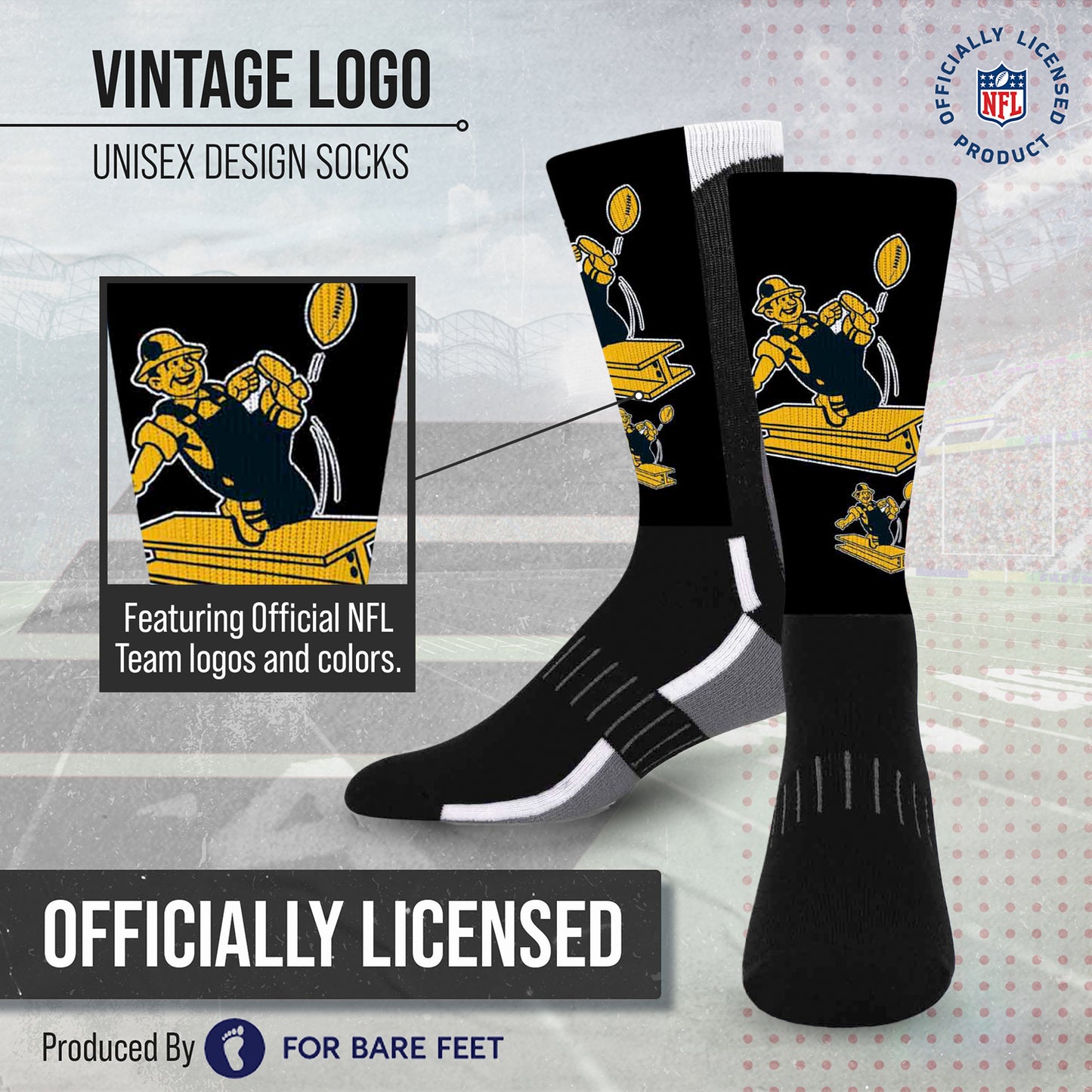 Pittsburgh Steelers NFL V Curve  Socks - Team Color