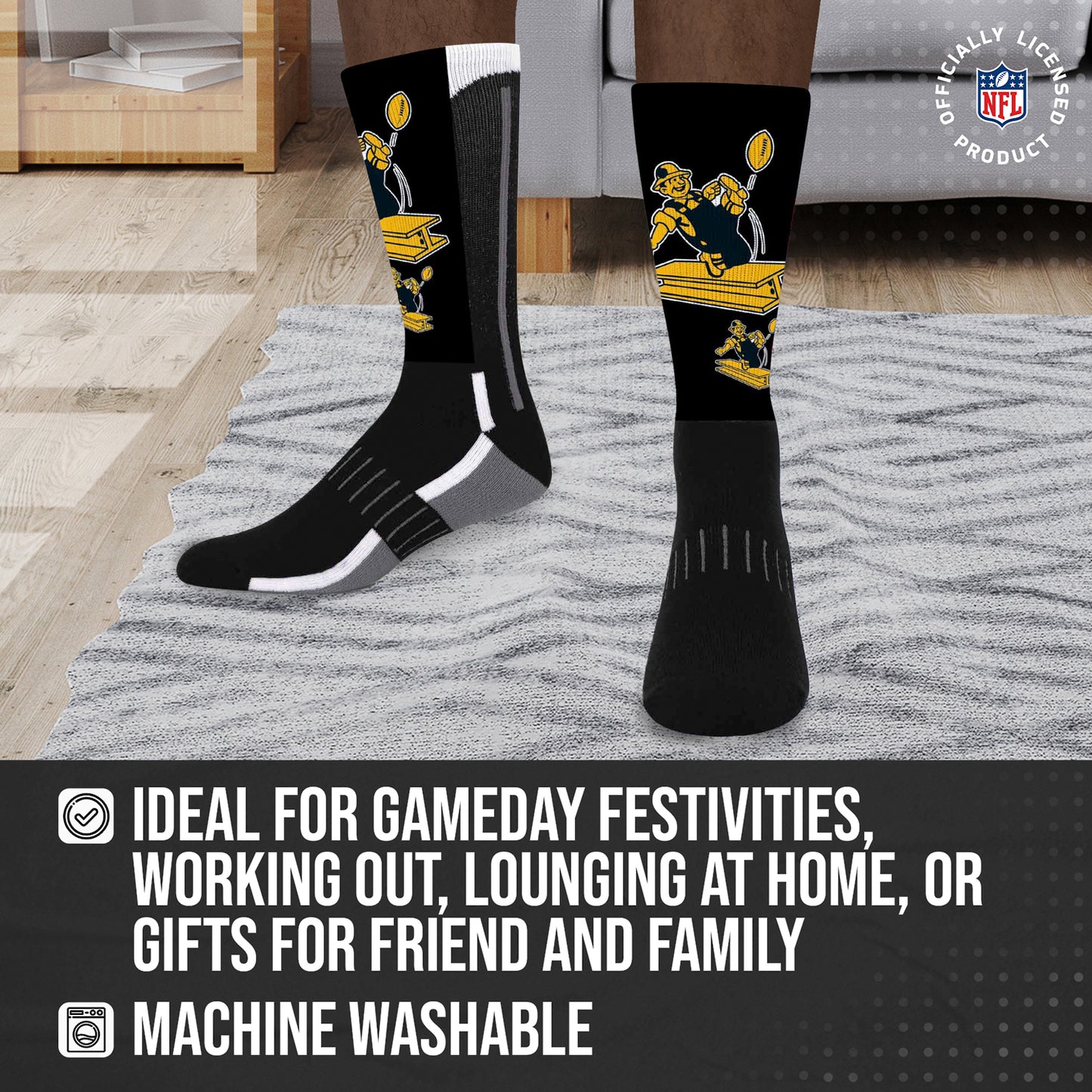 Pittsburgh Steelers NFL V Curve  Socks - Team Color