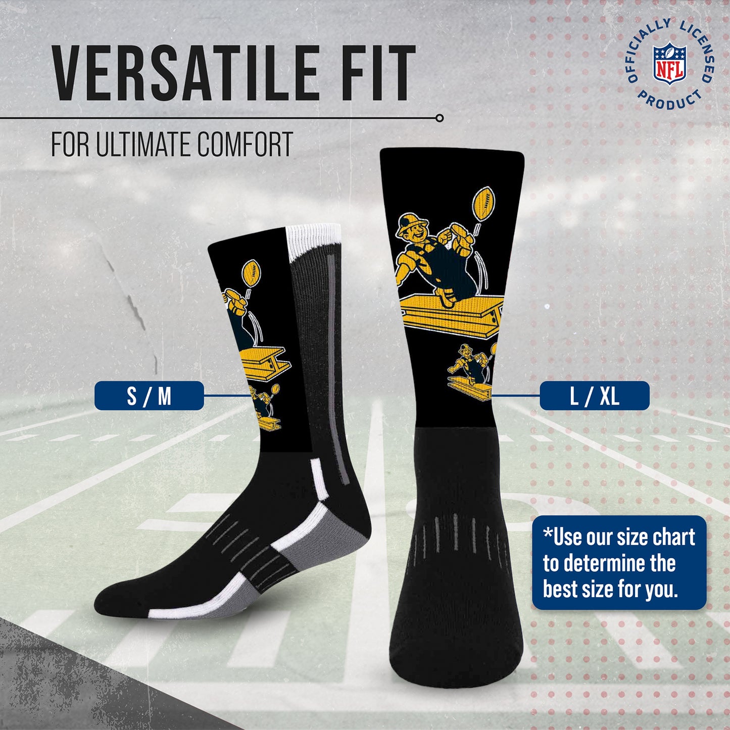 Pittsburgh Steelers NFL V Curve  Socks - Team Color