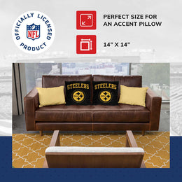Pittsburgh Steelers NFL Decorative Football Throw Pillow - Black