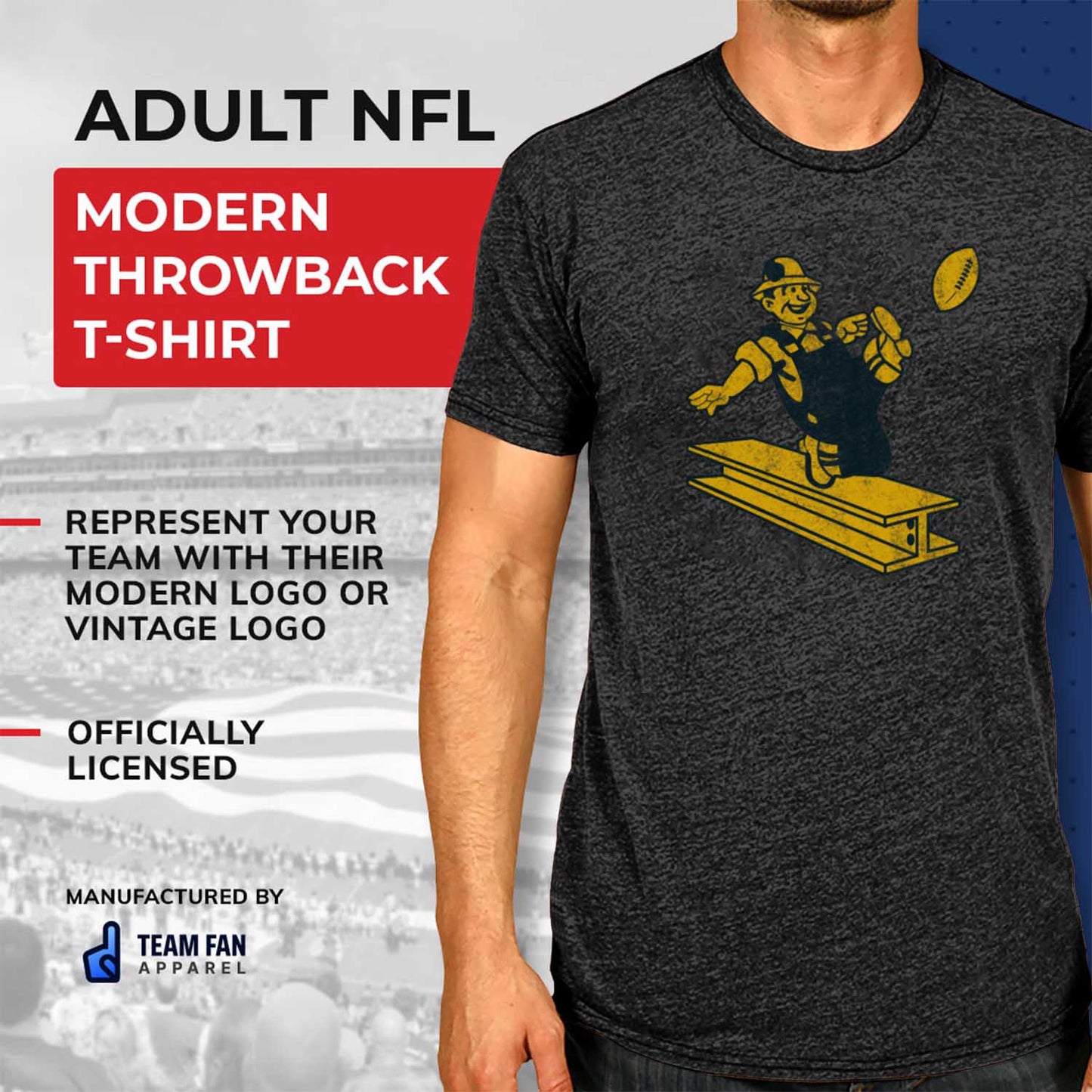 Pittsburgh Steelers NFL Modern Throwback T-shirt - Black
