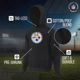 Pittsburgh Steelers NFL Adult Unisex Modern Throwback Ultra Soft Fleece Hooded Sweatshirt - Black