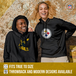 Pittsburgh Steelers NFL Adult Unisex Modern Throwback Ultra Soft Fleece Hooded Sweatshirt - Black