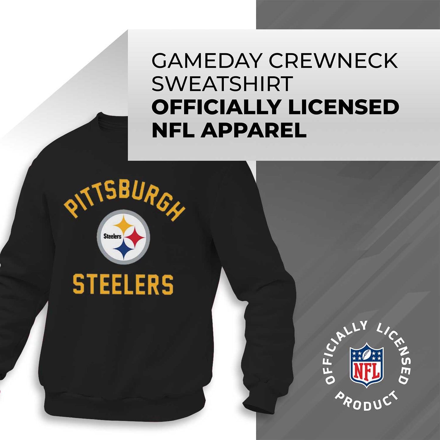 Pittsburgh Steelers NFL Adult Gameday Football Crewneck Sweatshirt - Black