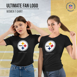 Pittsburgh Steelers Women's NFL Ultimate Fan Logo Short Sleeve T-Shirt - Black