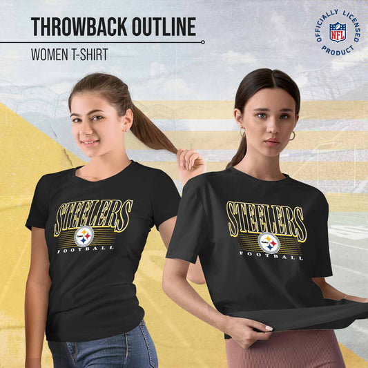 Pittsburgh Steelers NFL Womens Overtime Blueprint Tag-Less T-Shirt - Black