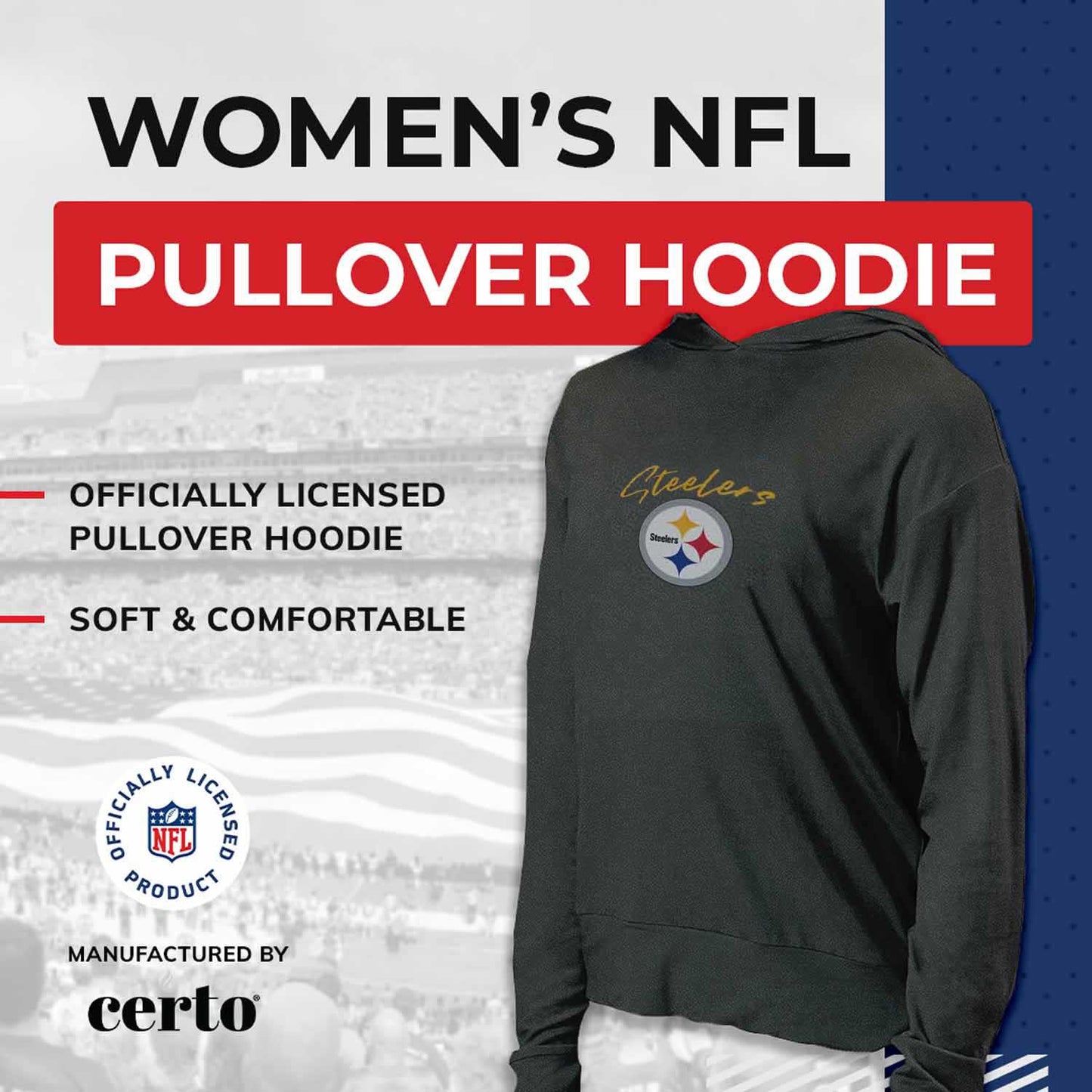 Pittsburgh Steelers NFL Women's Session Pullover Hoodie - Black