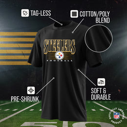 Pittsburgh Steelers NFL Youth Overtime Blueprint Football T-Shirt Unisex Tag Free Comfortable - Black