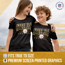 Pittsburgh Steelers NFL Youth Overtime Blueprint Football T-Shirt Unisex Tag Free Comfortable - Black