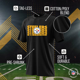 Pittsburgh Steelers NFL Youth Repeating Logo Football T-Shirt Unisex Tag Free Comfortable - Black