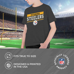 Pittsburgh Steelers NFL Youth Short Sleeve Charcoal T Shirt - Charcoal