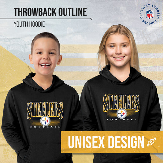 Pittsburgh Steelers NFL Youth Overtime Blueprint Football Fleece Hooded Sweatshirt - Black