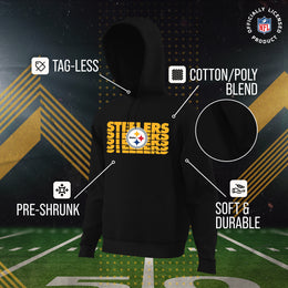 Pittsburgh Steelers NFL Youth Repeating Logo Football Fleece Hooded Sweatshirt - Black