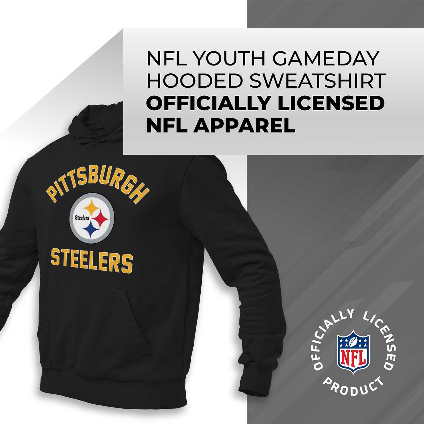 Pittsburgh Steelers NFL Youth Gameday Hooded Sweatshirt - Black