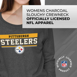 Pittsburgh Steelers NFL Womens Charcoal Crew Neck Football Apparel - Charcoal