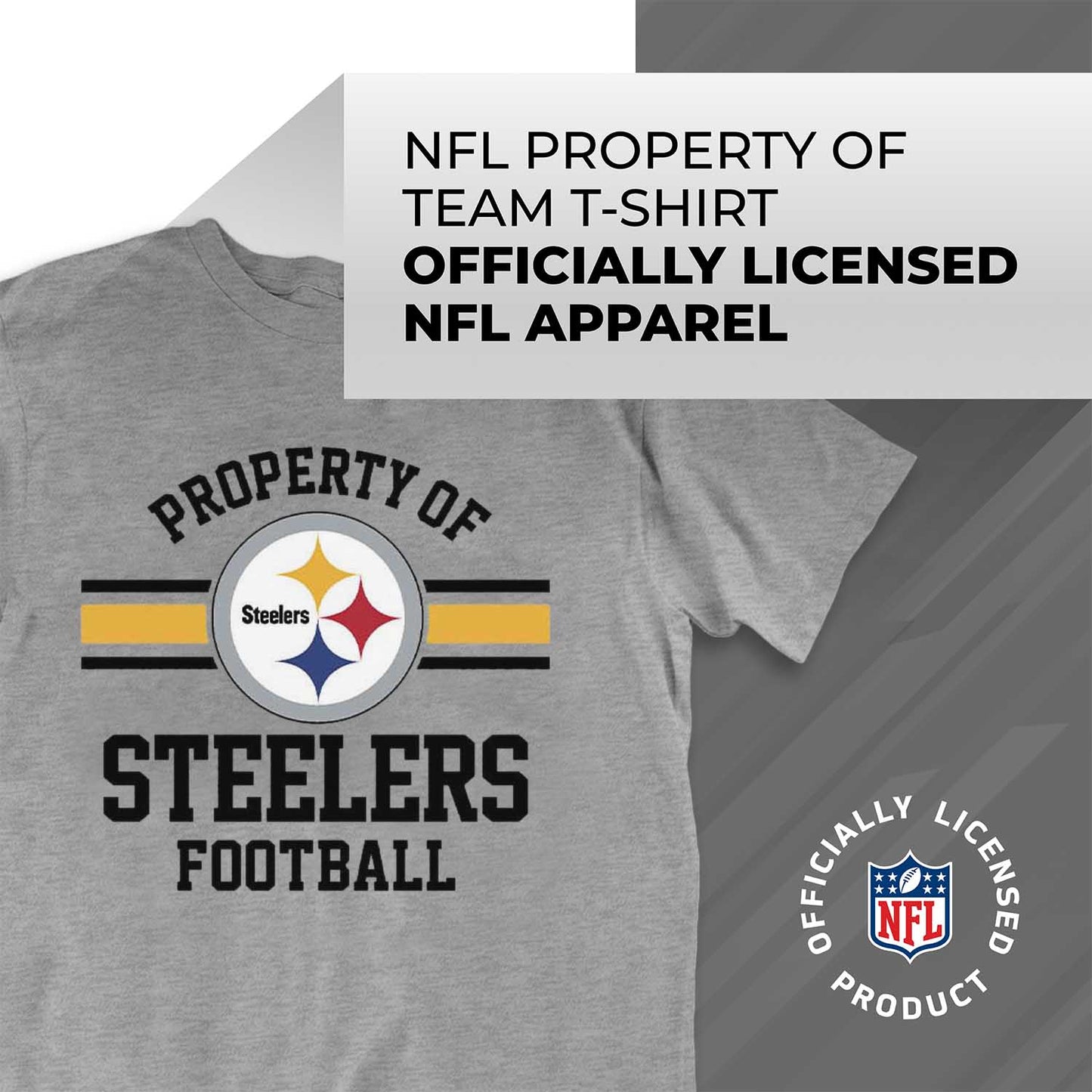 Pittsburgh Steelers NFL Adult Property Of T-Shirt - Sport Gray