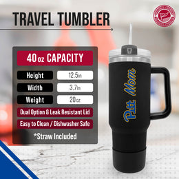 Pitt Panthers Collegiate 40oz Stainless Steel Travel Tumbler with Handle for Mom - Black