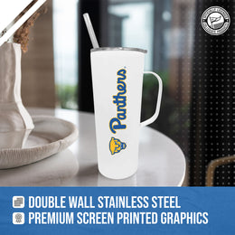Pitt Panthers NCAA Stainless Steel 20oz Roadie With Handle & Dual Option Lid With Straw - White