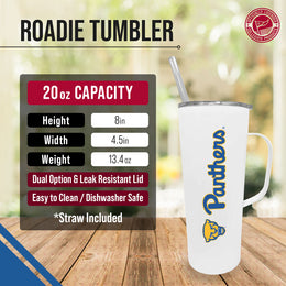 Pitt Panthers NCAA Stainless Steel 20oz Roadie With Handle & Dual Option Lid With Straw - White