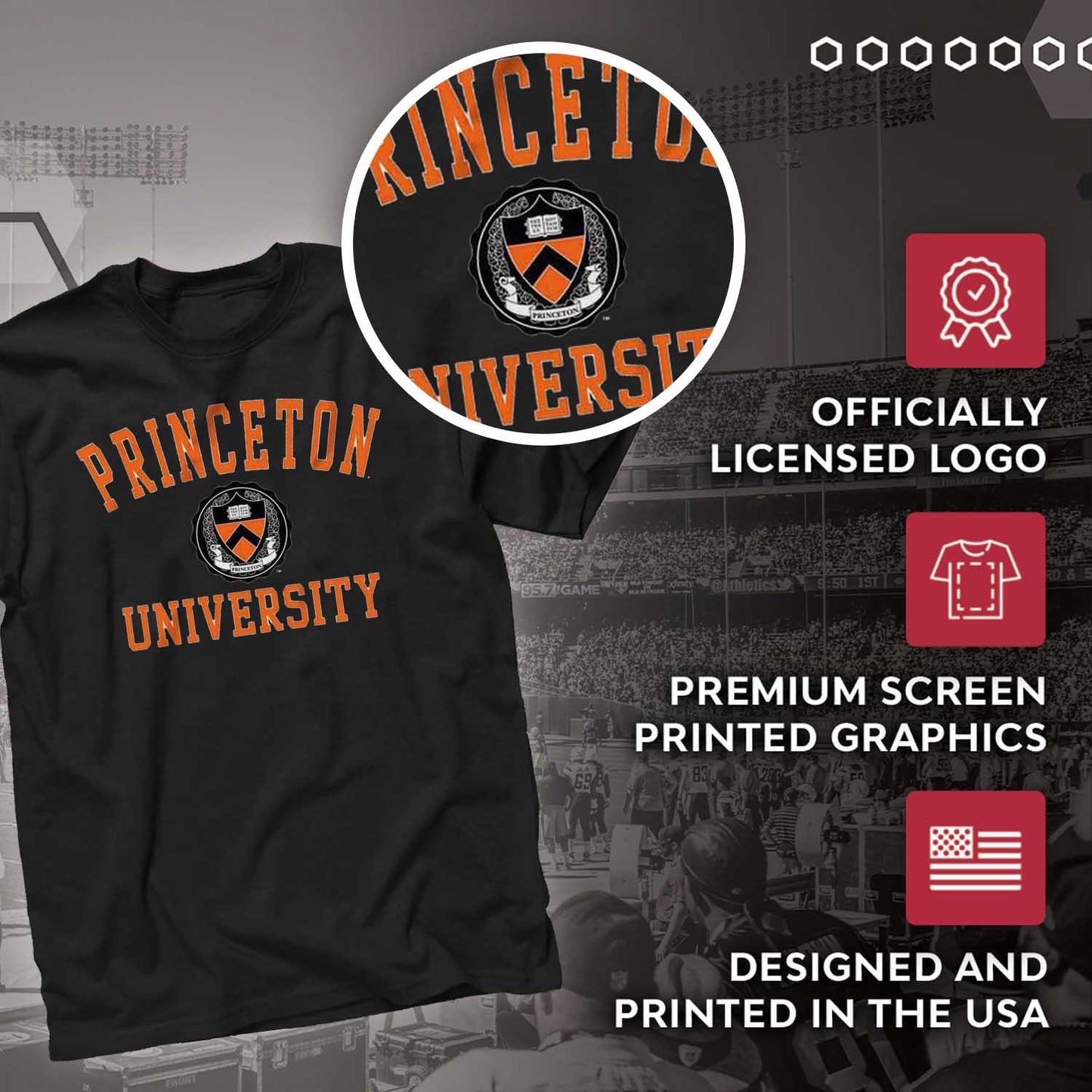 Princeton Tigers NCAA Adult Gameday Cotton T-Shirt - Black