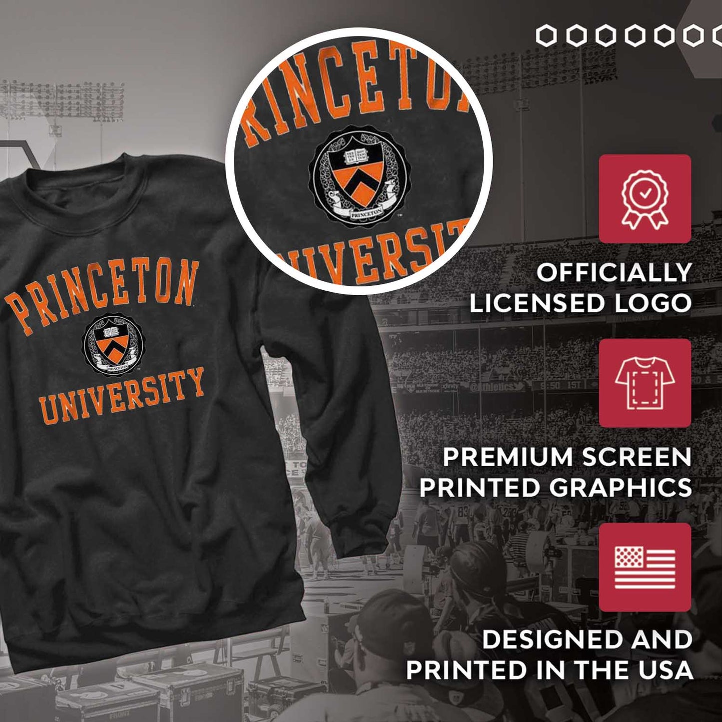 Princeton Tigers Adult Arch & Logo Soft Style Gameday Crewneck Sweatshirt - Black