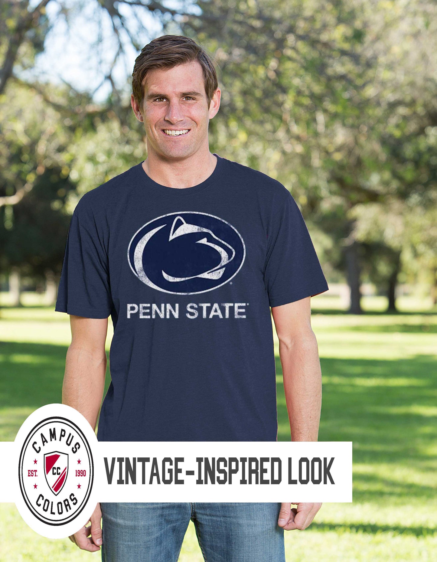 Penn State Nittany Lions Adult MVP Heathered Cotton Blend T-Shirt - Navy