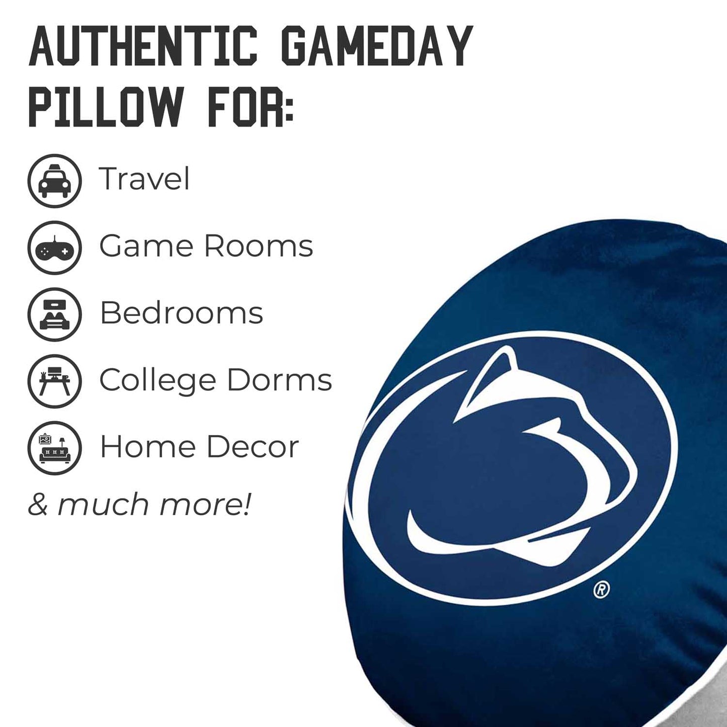 Penn State Nittany Lions Team Logo 15 Inch Ultra Soft Stretch Plush Pillow - Navy