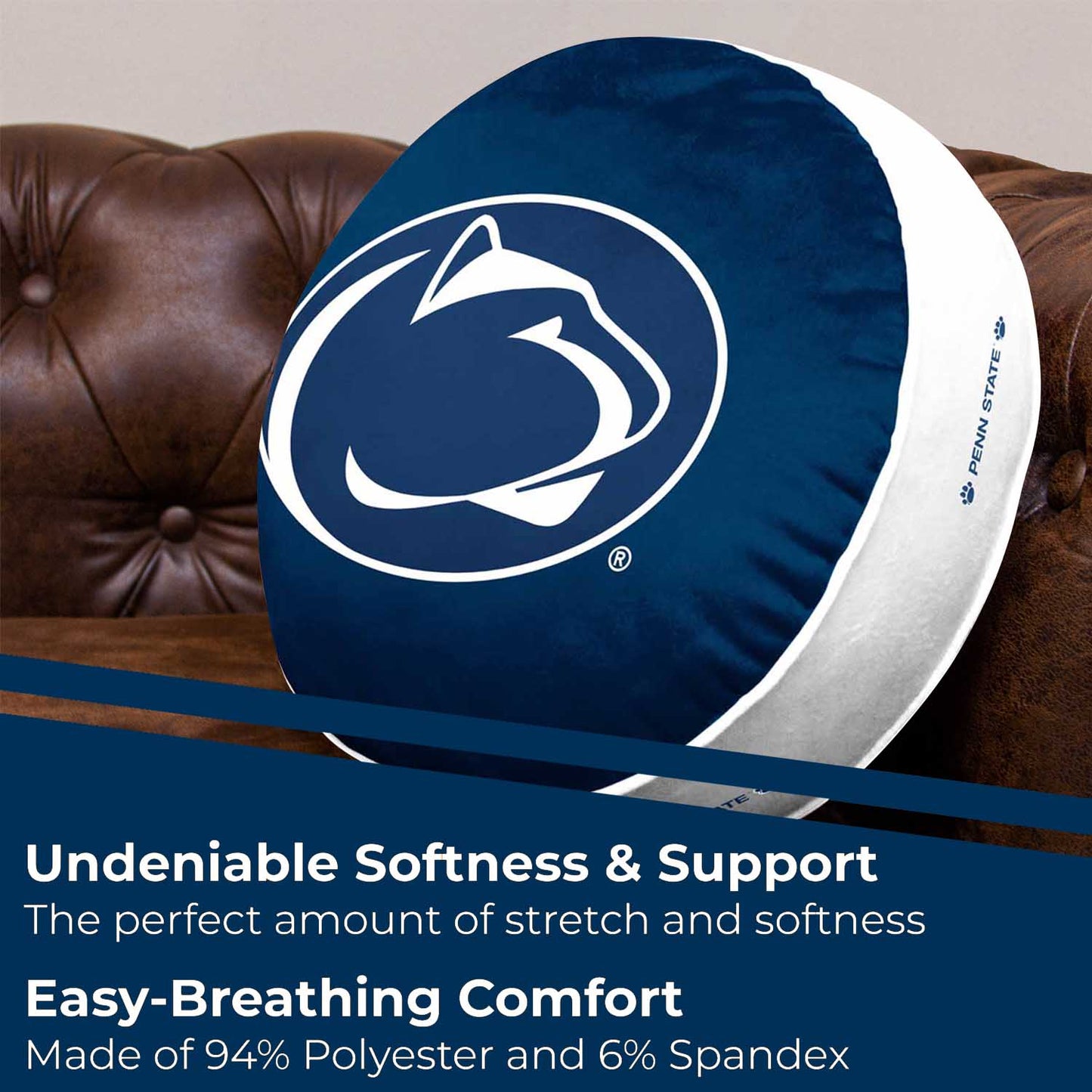 Penn State Nittany Lions Team Logo 15 Inch Ultra Soft Stretch Plush Pillow - Navy