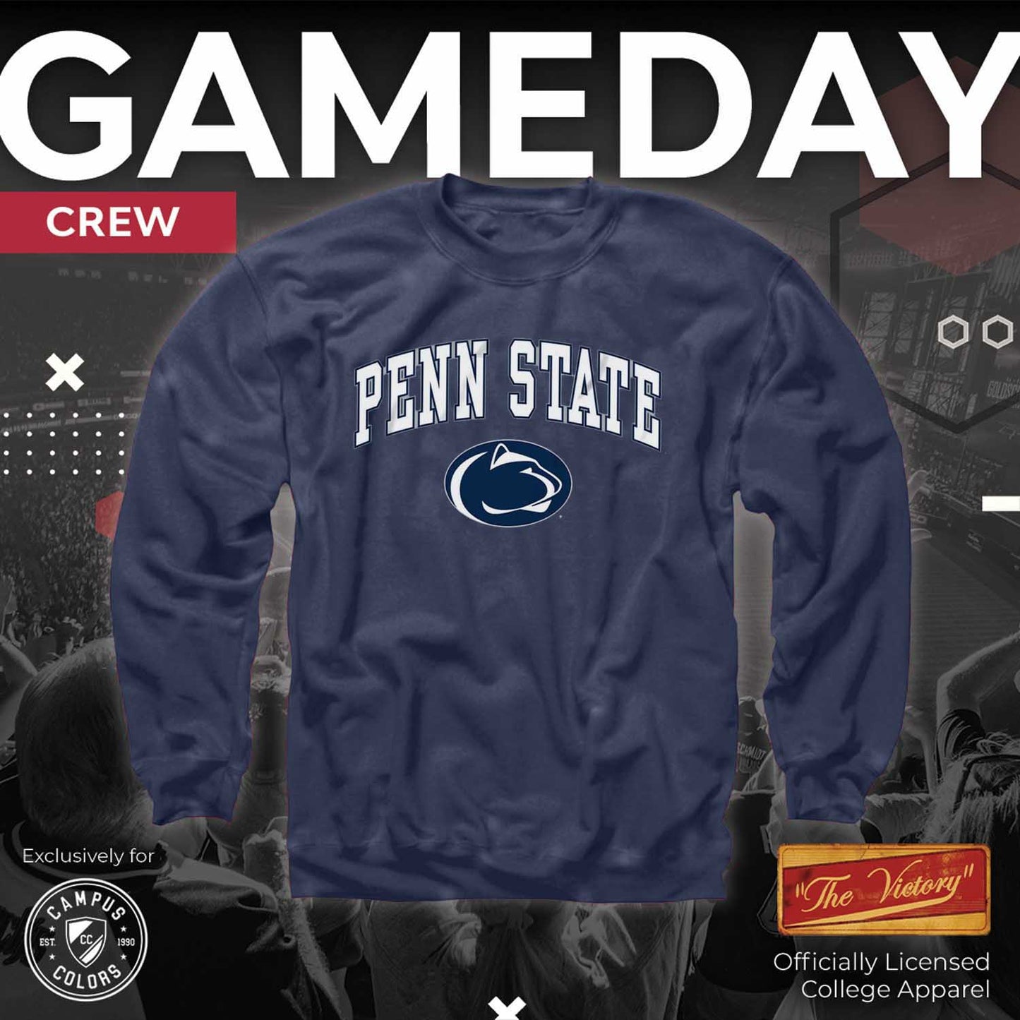 Penn State Nittany Lions Adult Arch & Logo Soft Style Gameday Crewneck Sweatshirt - Navy