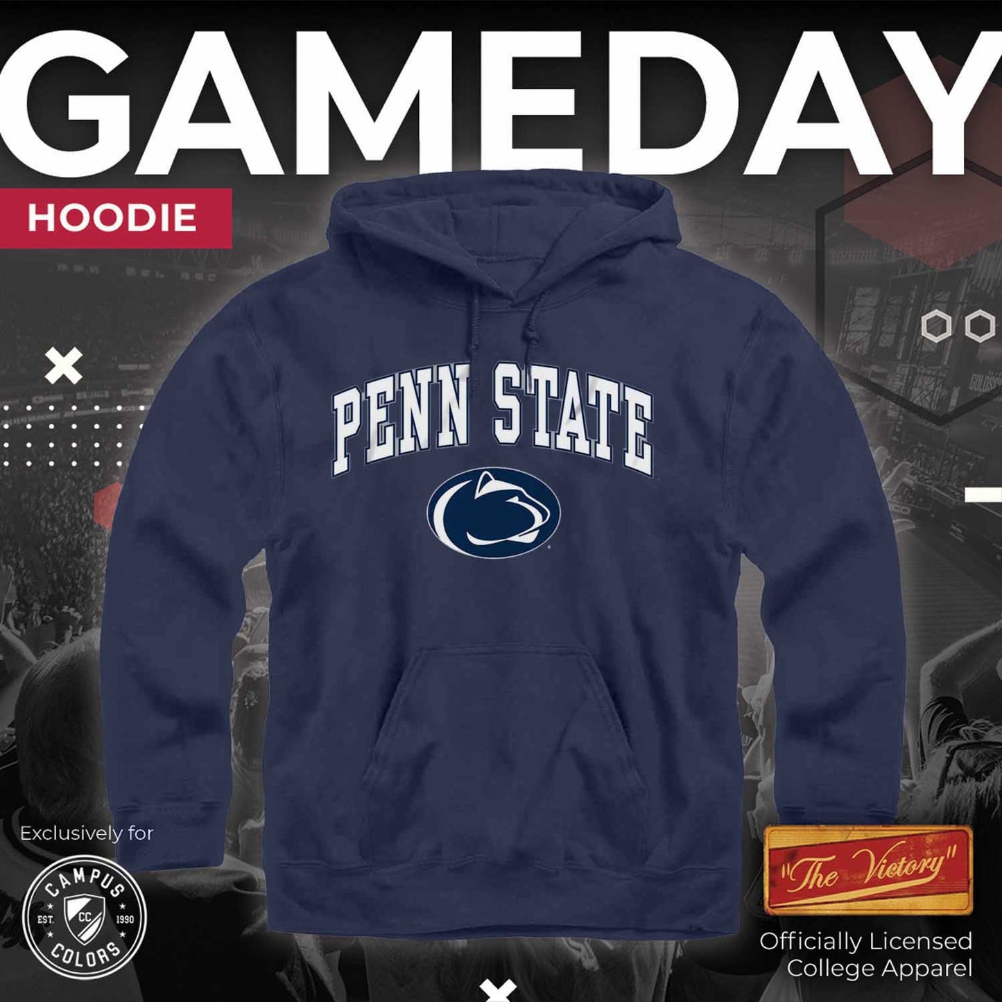 Penn State Nittany Lions Adult Arch & Logo Soft Style Gameday Hooded Sweatshirt - Navy