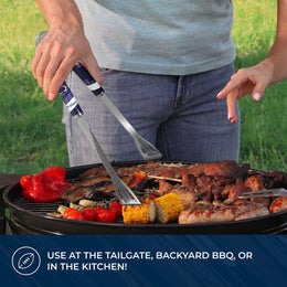 Penn State Nittany Lions Collegiate University Two Piece Grilling Tools Set with 2 Magnet Chip Clips - Chrome