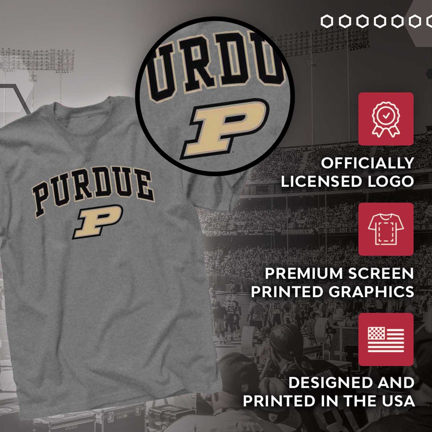 Purdue Boilermakers NCAA Adult Gameday Cotton T-Shirt - Gray