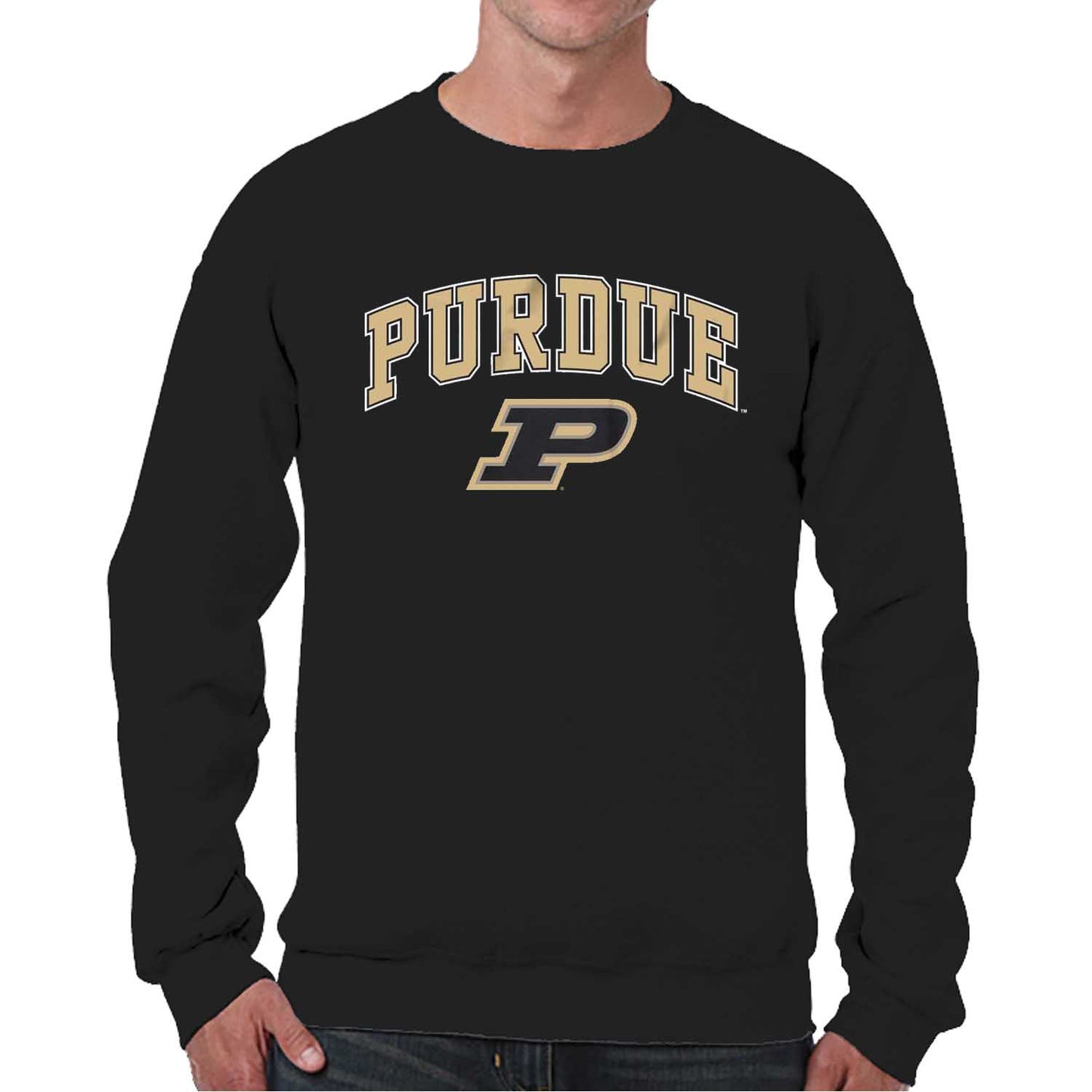 Purdue Boilermakers Campus Colors Adult Arch & Logo Soft Style Gameday Crewneck Sweatshirt  - Black