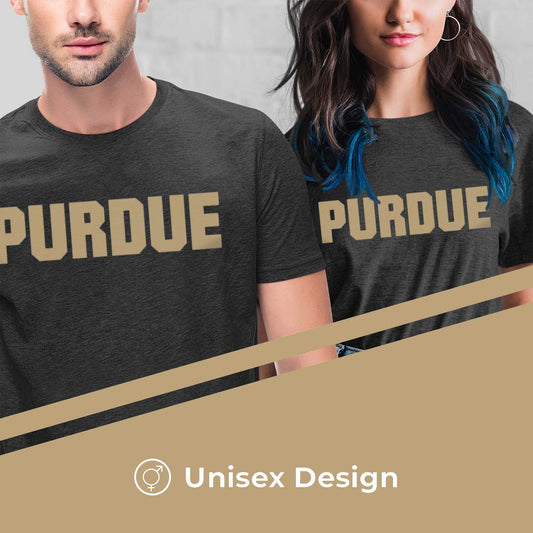 Purdue Boilermakers Campus Colors NCAA Adult Cotton Blend Charcoal Tagless T-Shirt - Charcoal